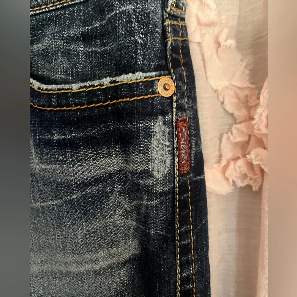 Vintage Silver Jeans 32 Karli Women’s Dark Blue Bermuda Shorts Y2K 2000’s - Picture 4 of 11